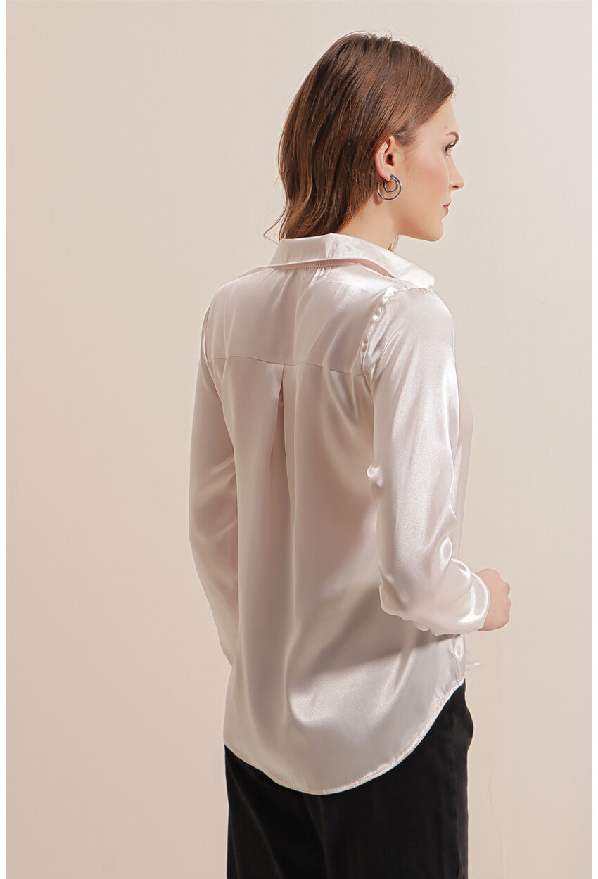 3964 Light Draped Satin Shirt