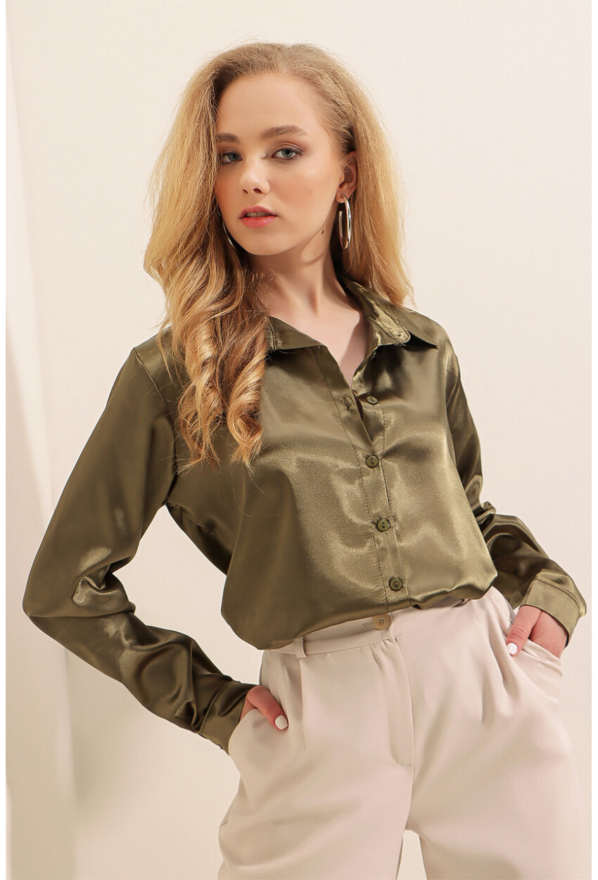 3964 Light Draped Satin Shirt