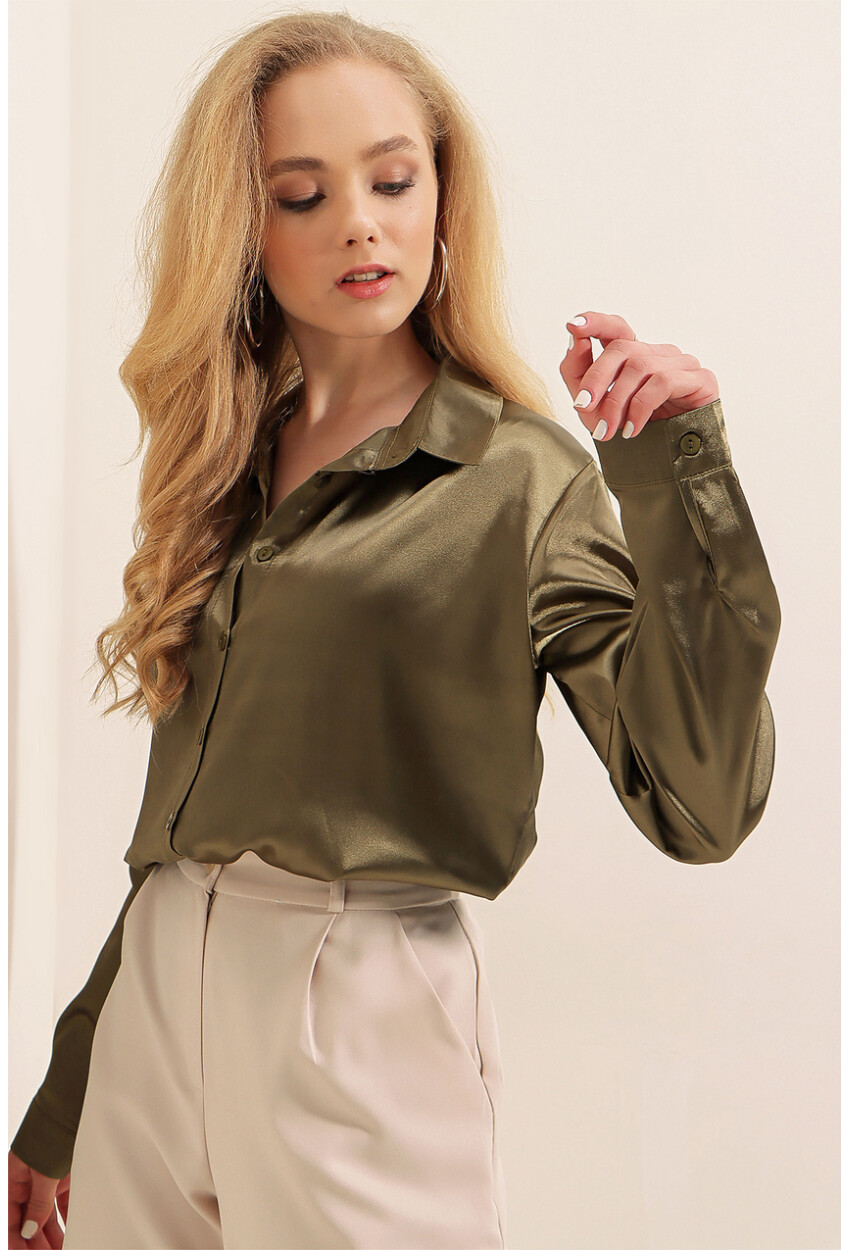 3964 Light Draped Satin Shirt