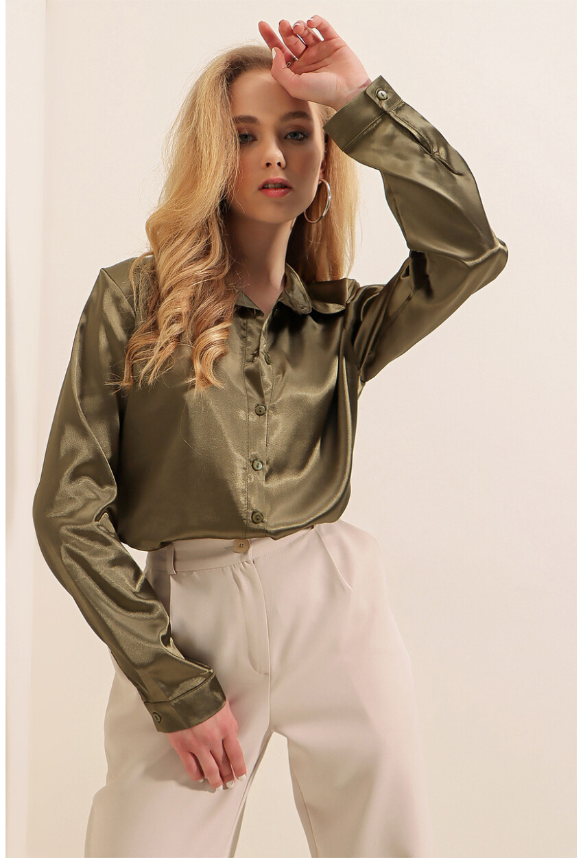 3964 Light Draped Satin Shirt