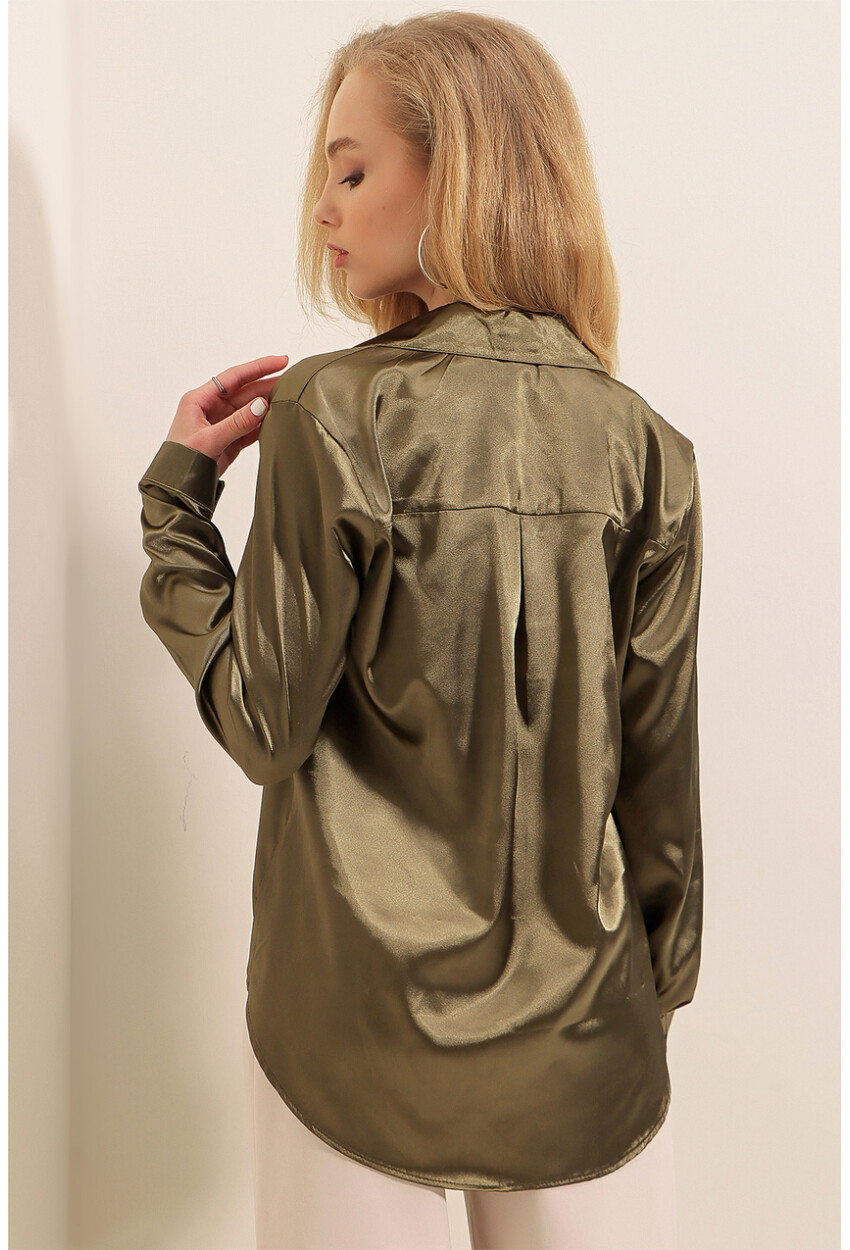 3964 Light Draped Satin Shirt