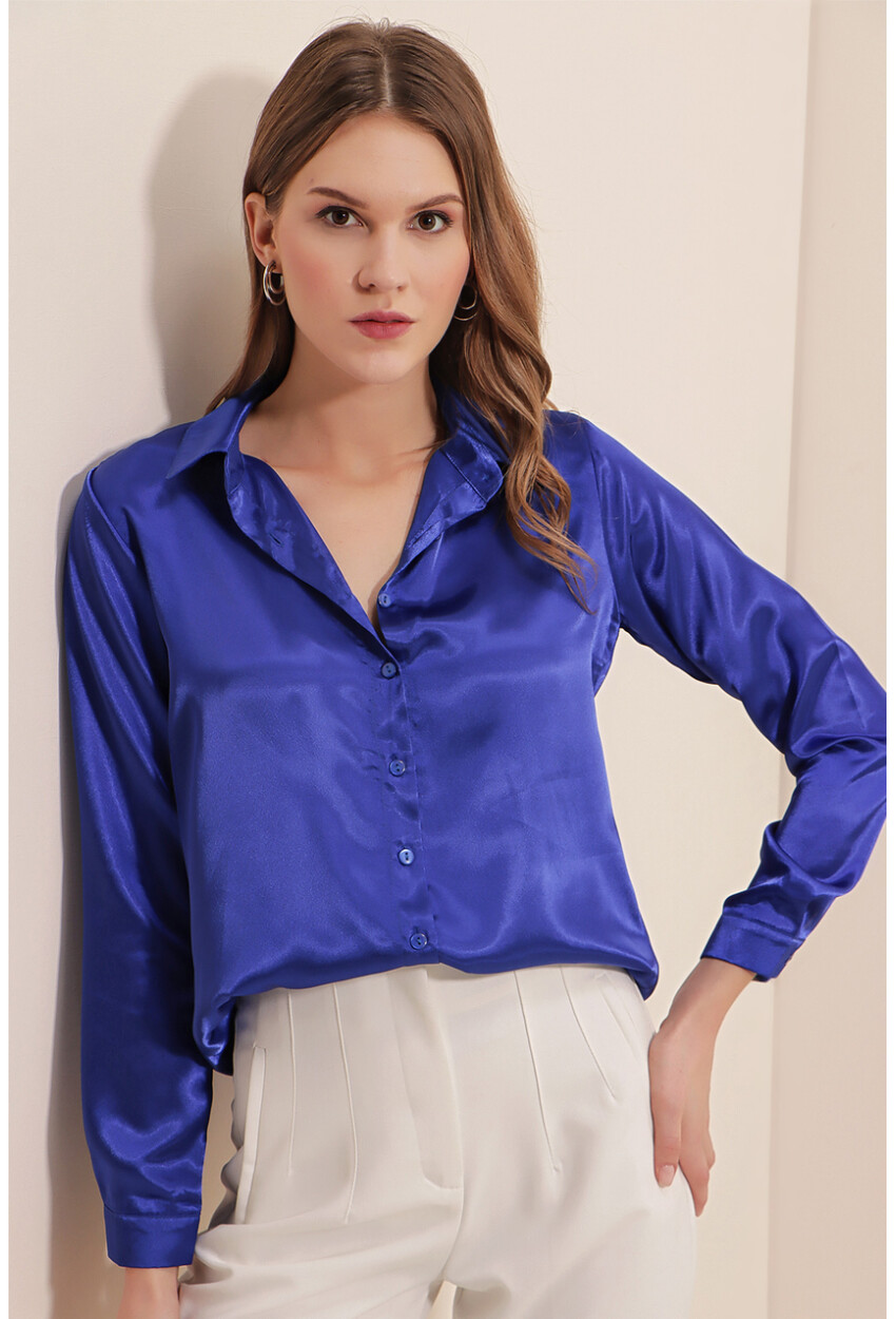 3964 Light Draped Satin Shirt