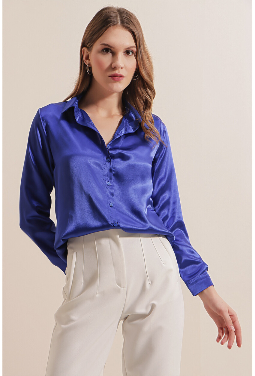 3964 Light Draped Satin Shirt