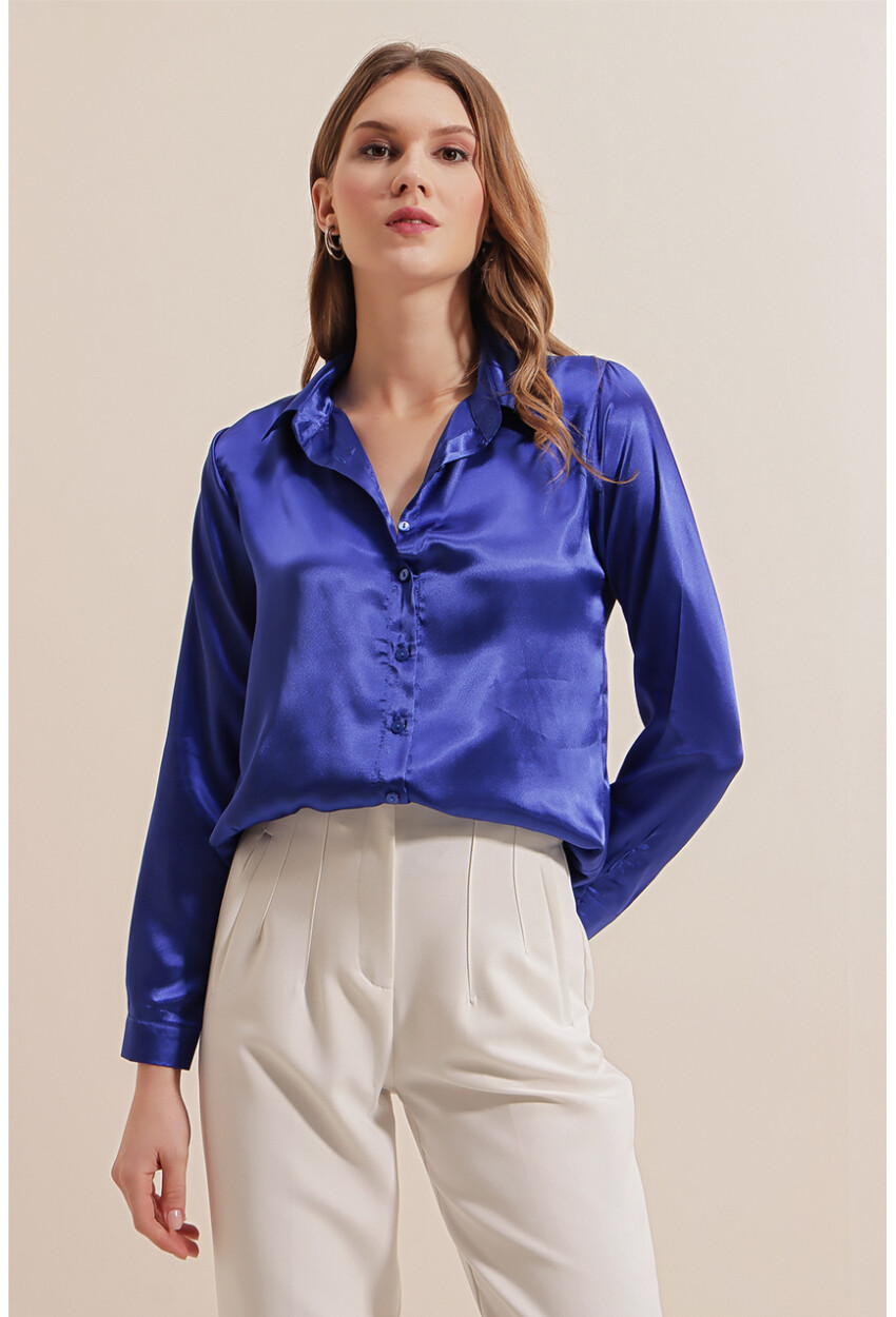 3964 Light Draped Satin Shirt