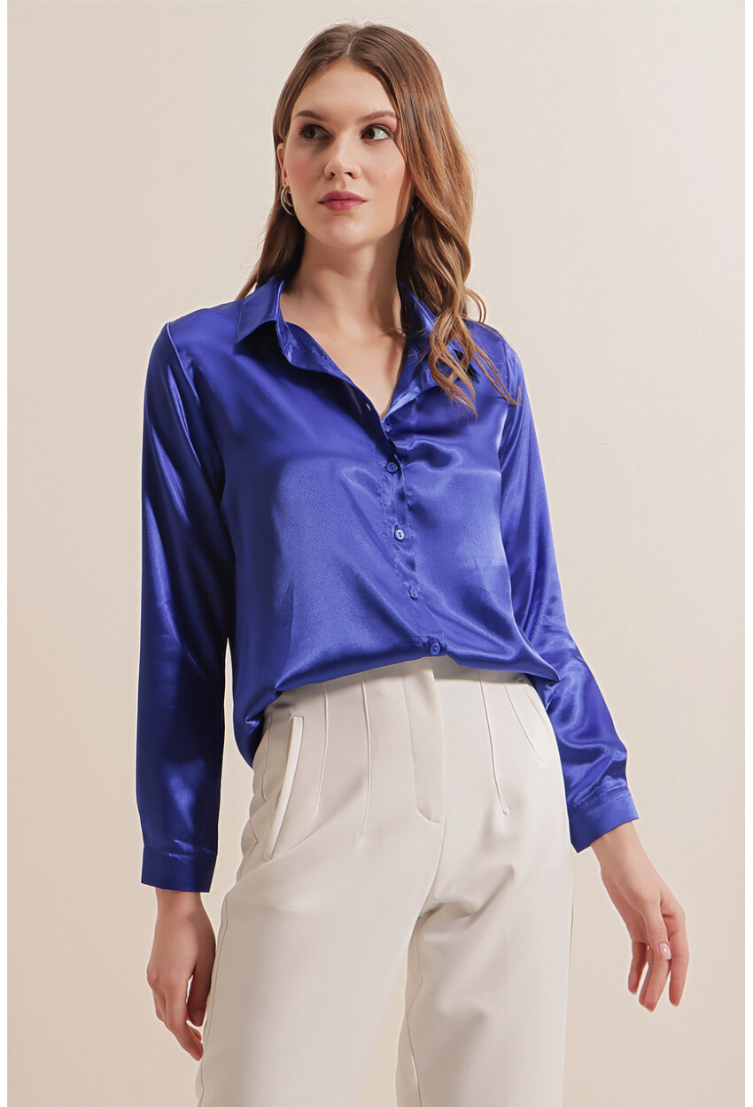 3964 Light Draped Satin Shirt