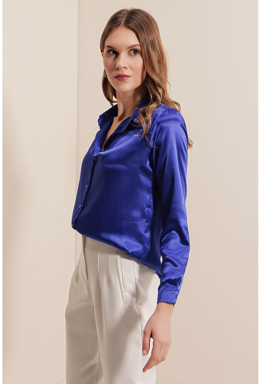 3964 Light Draped Satin Shirt