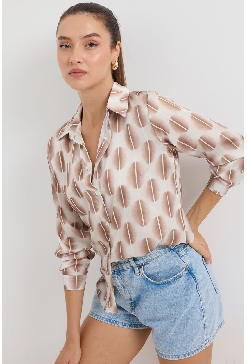 3964 Light Draped Satin Shirt