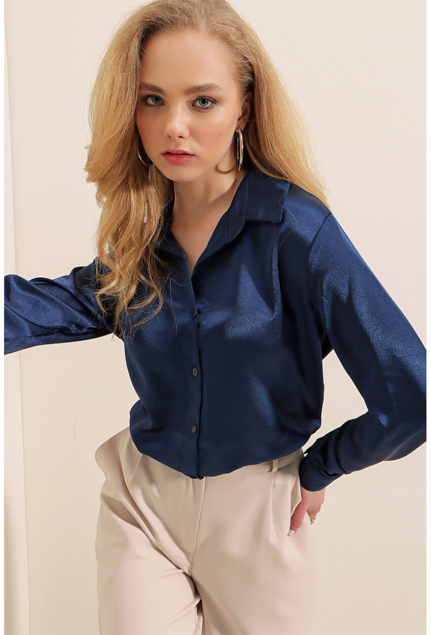 3964 Light Draped Satin Shirt