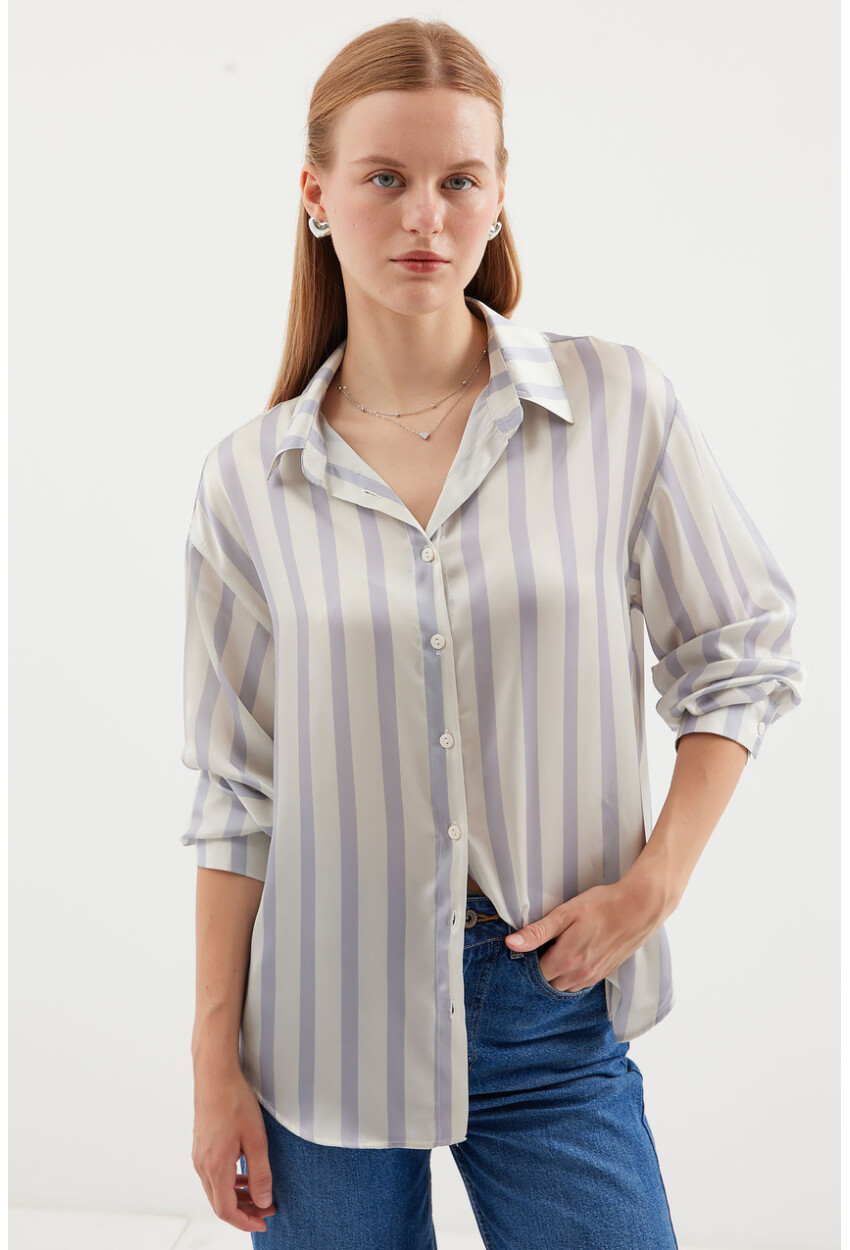 3964 Light Draped Satin Shirt