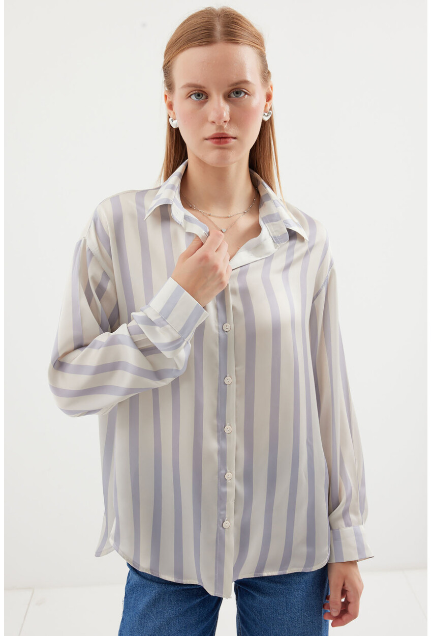 3964 Light Draped Satin Shirt