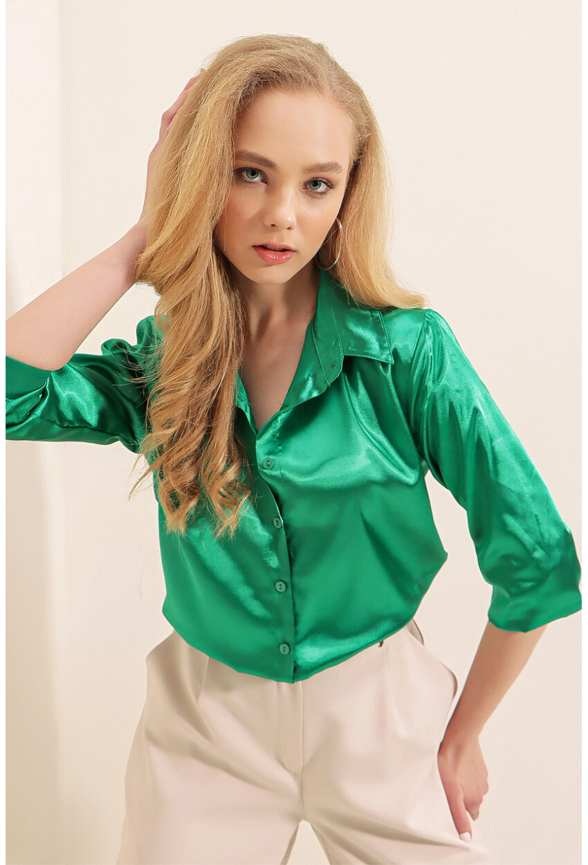 3964 Light Draped Satin Shirt