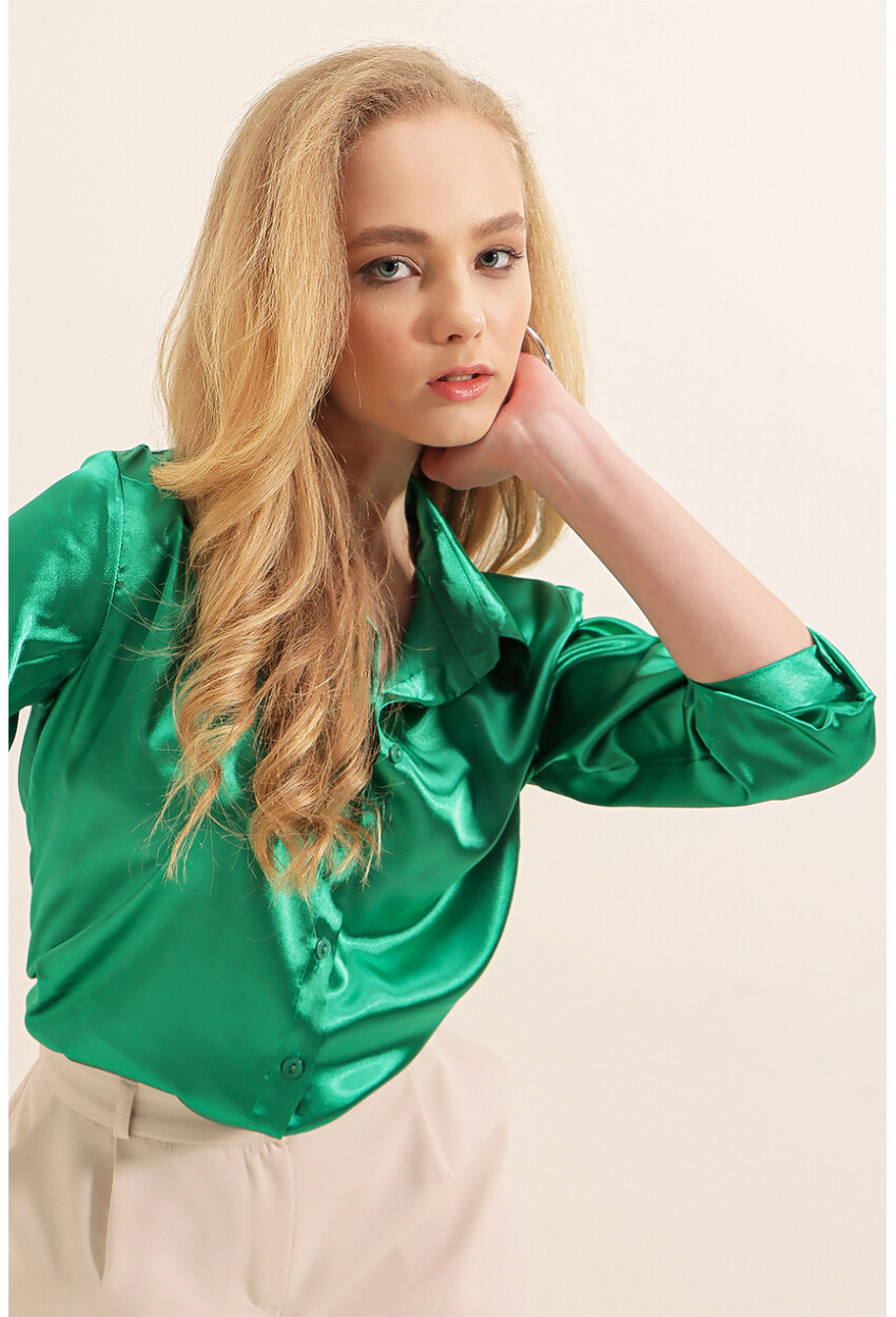 3964 Light Draped Satin Shirt