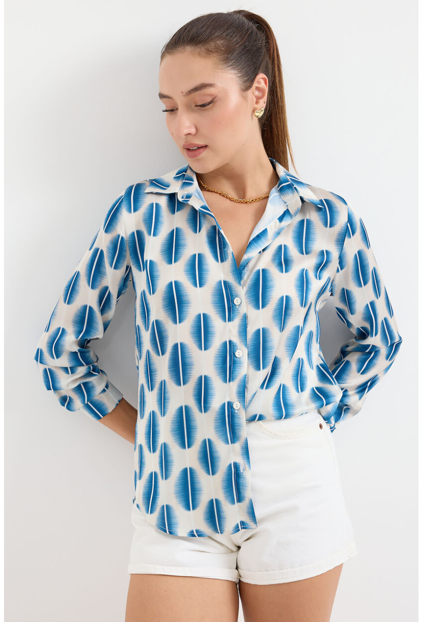 3964 Light Draped Satin Shirt