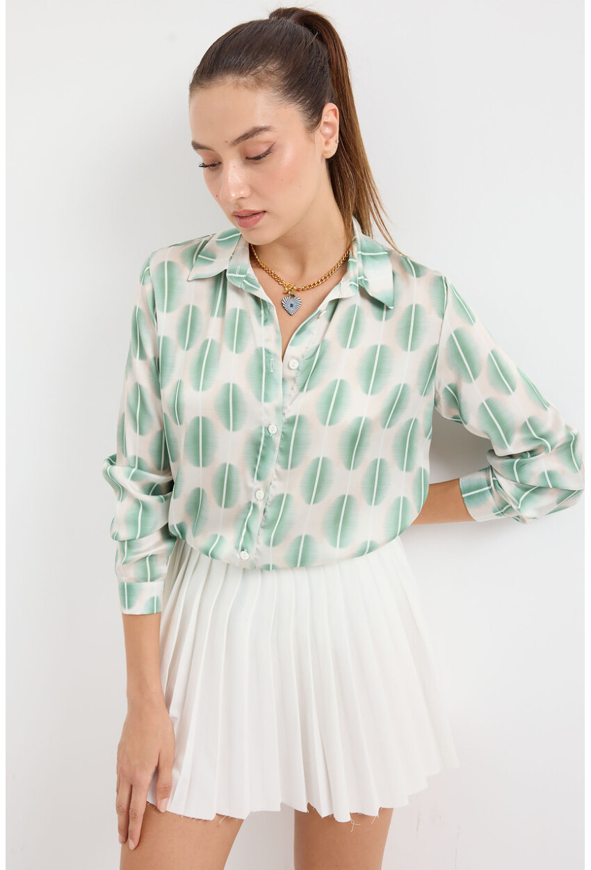 3964 Light Draped Satin Shirt