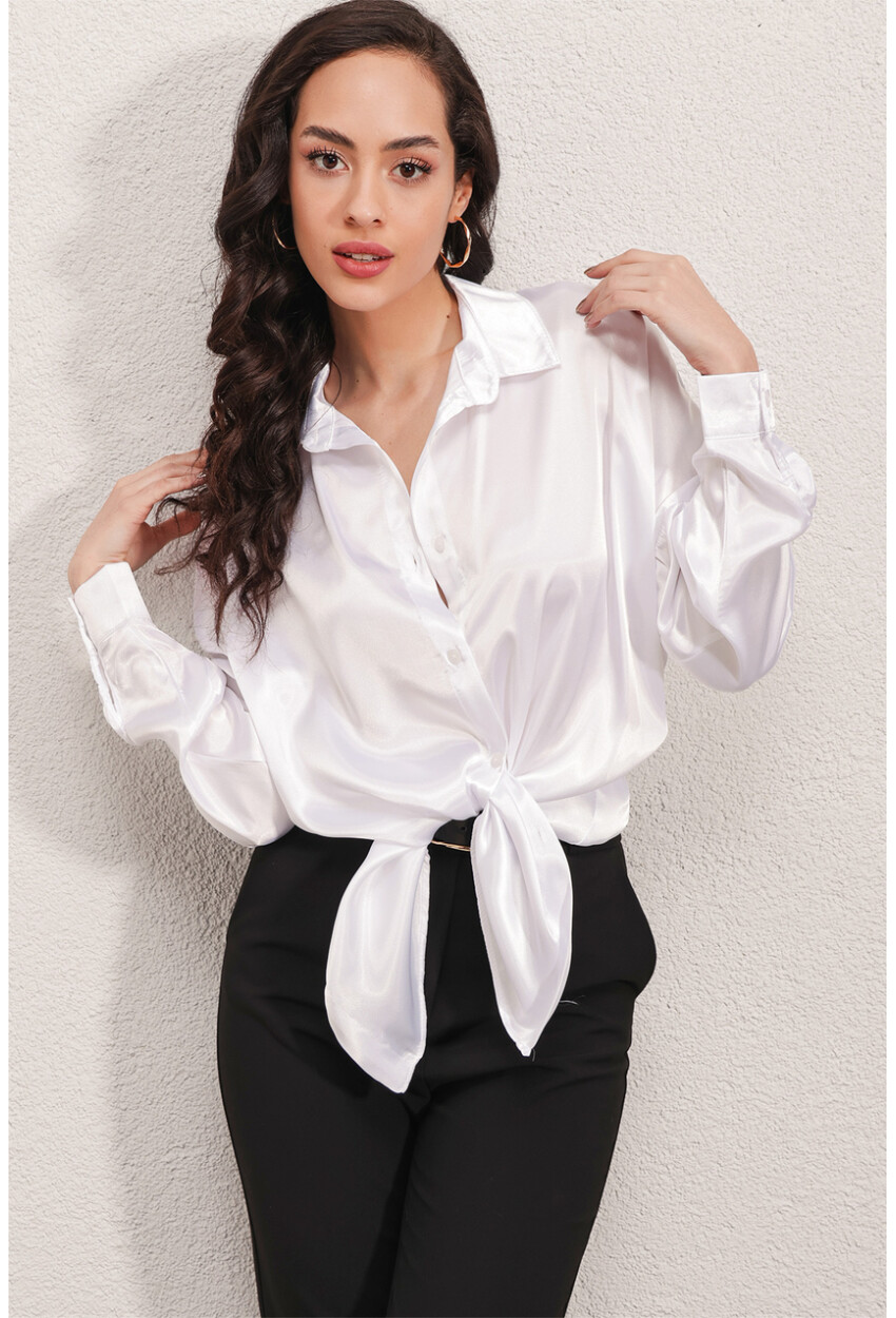 3985 Oversized Satin Shirt