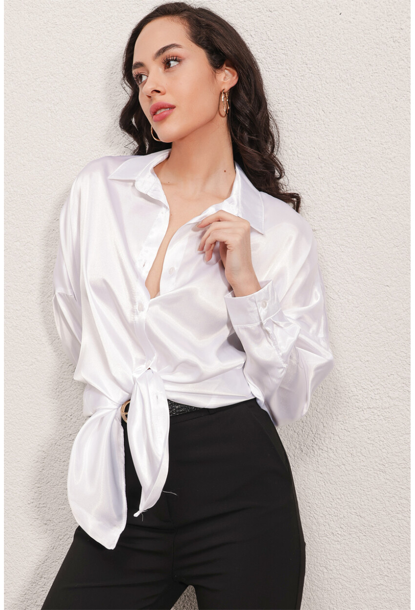 3985 Oversized Satin Shirt