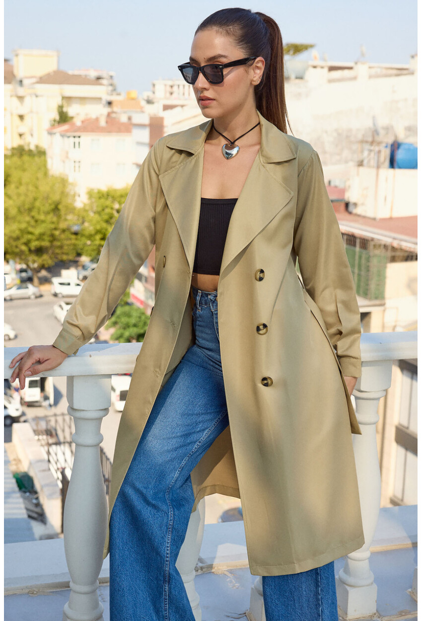 5853 Wrap Collar Trench Coat