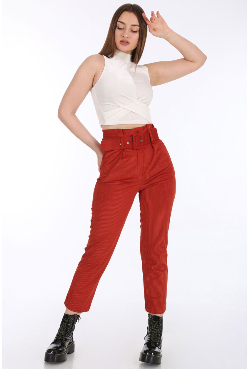 6496 Belted Corduroy Pants