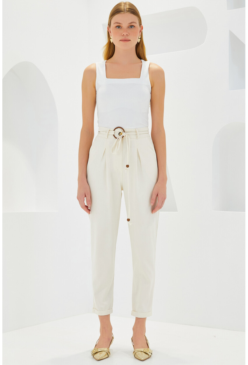 6660 Linen Pants With Belt