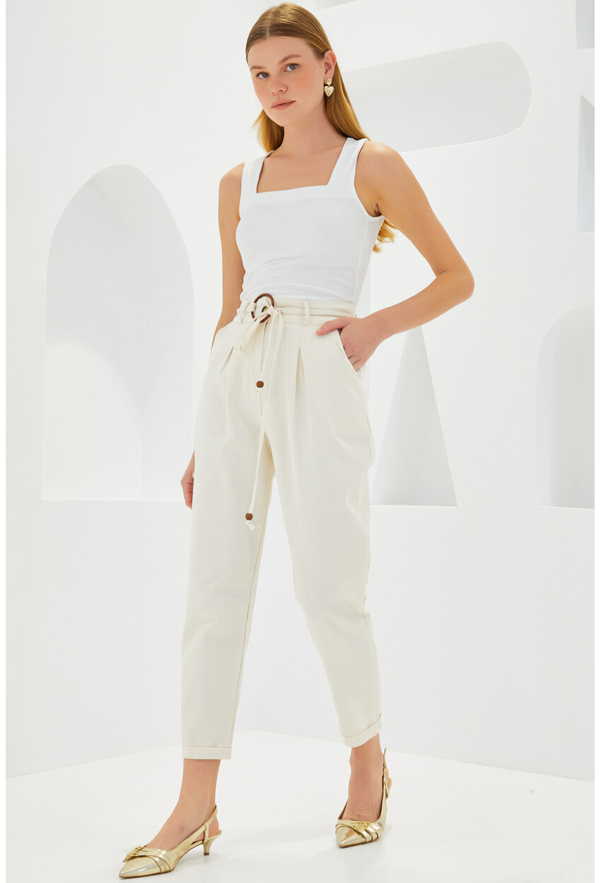 6660 Linen Pants With Belt