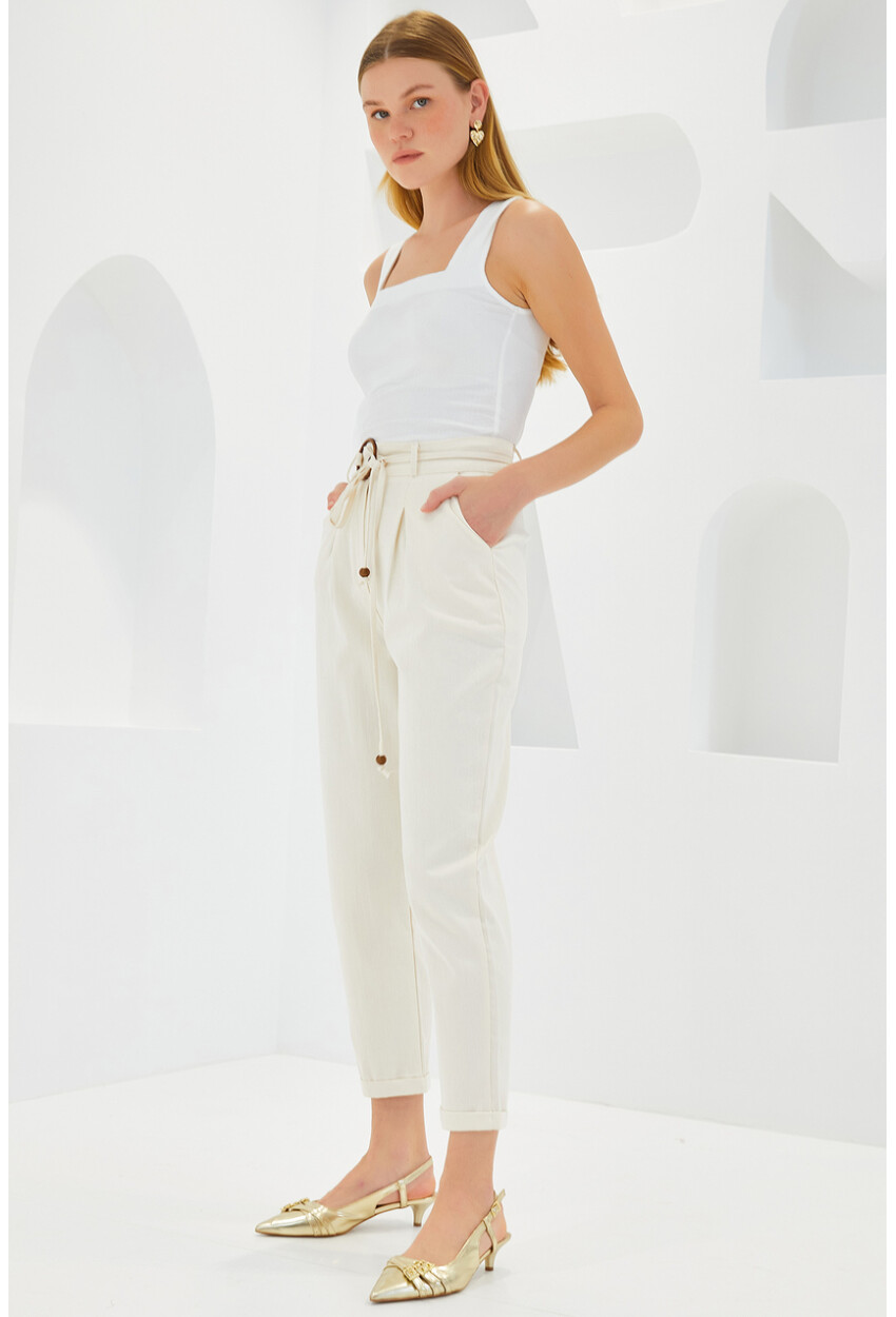 6660 Linen Pants With Belt