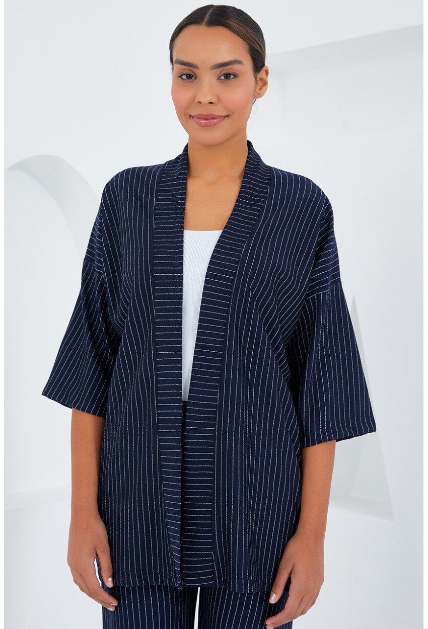 6661 Womens Striped Kimono Two-Piece Set