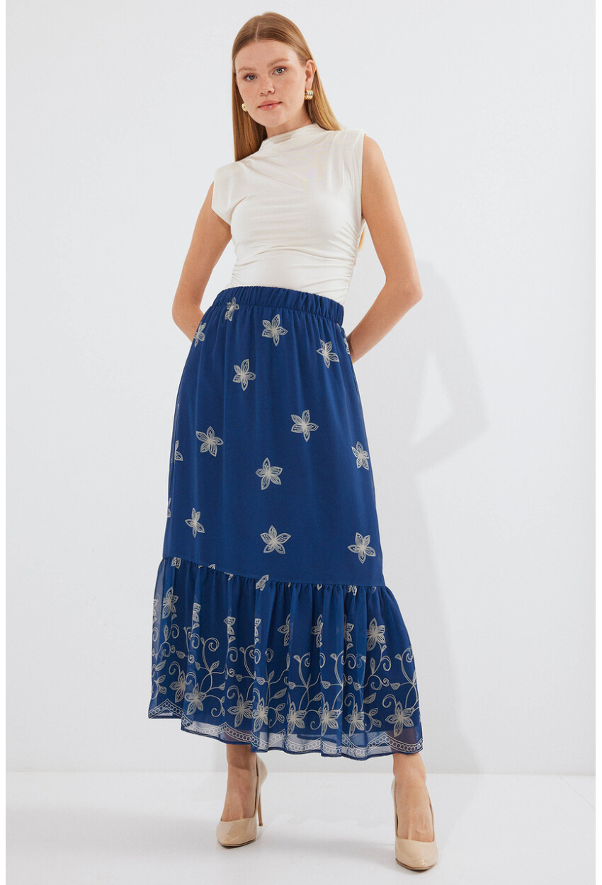 8010 Patterned Chiffon Skirt