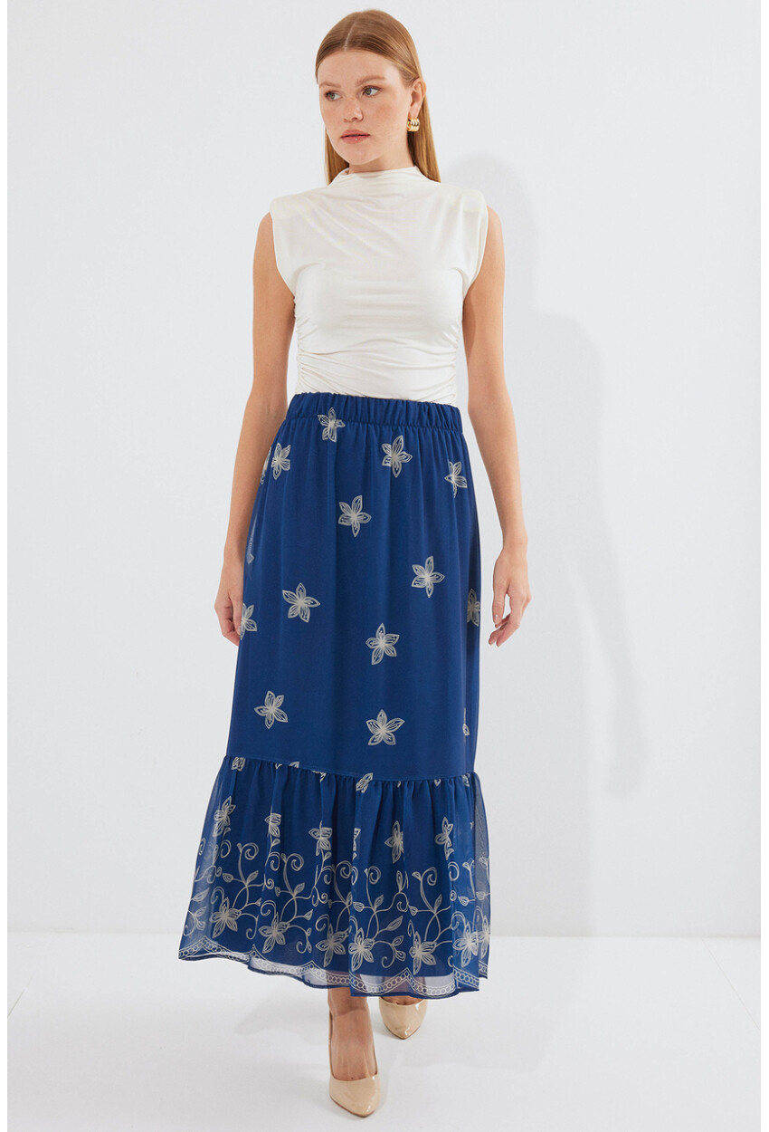 8010 Patterned Chiffon Skirt