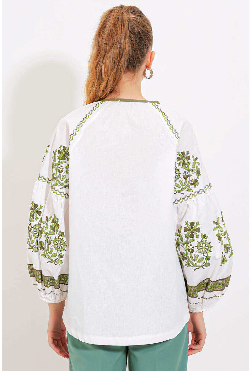 Womens Embroidered Linen Blouse 902