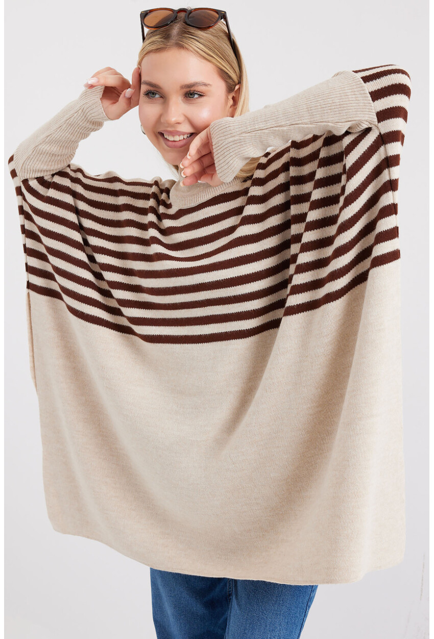 15783 Split Poncho Sweater