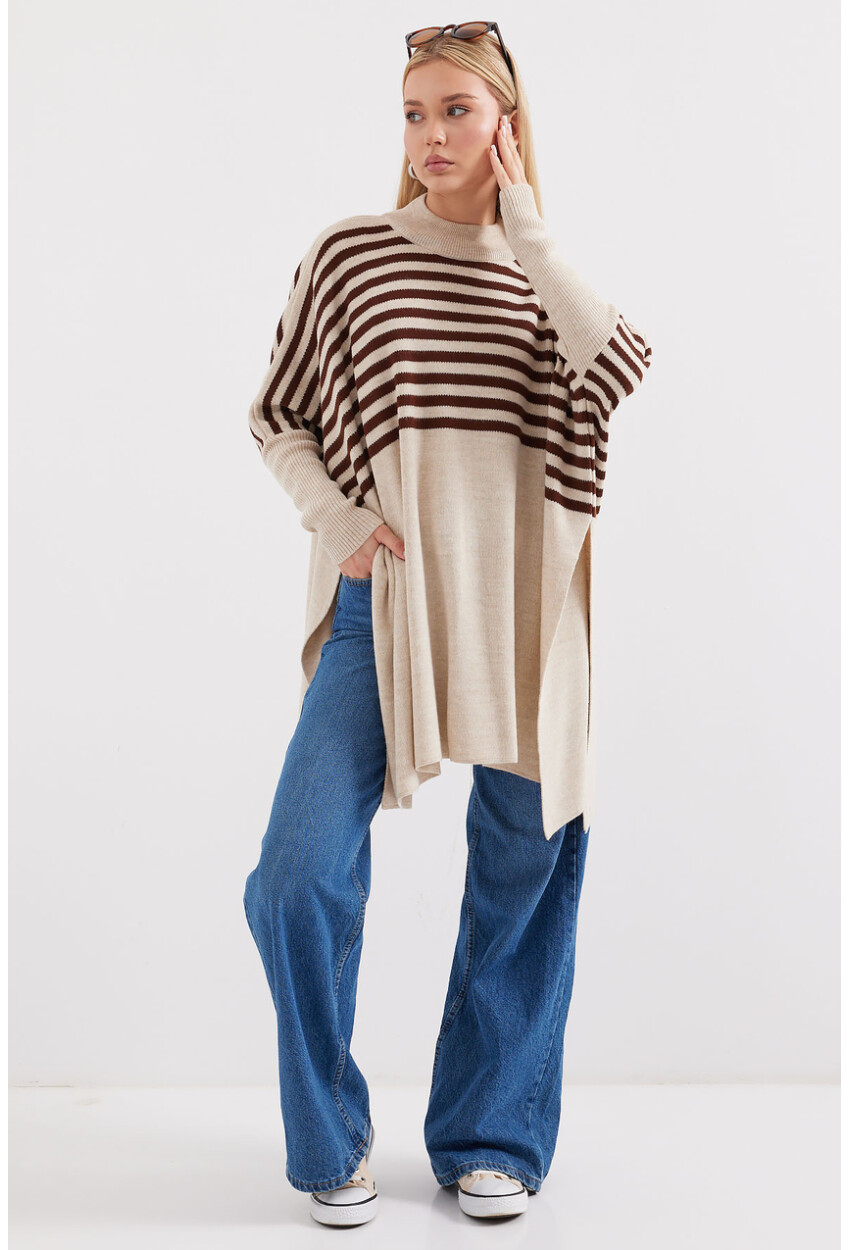 15783 Split Poncho Sweater