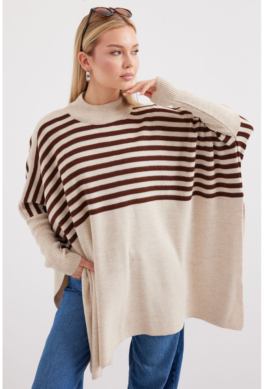 15783 Split Poncho Sweater