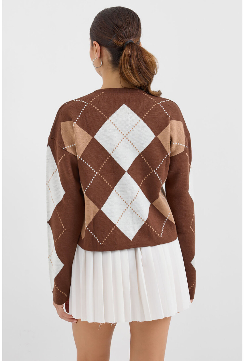 15883 Argyle Knit Cardigan