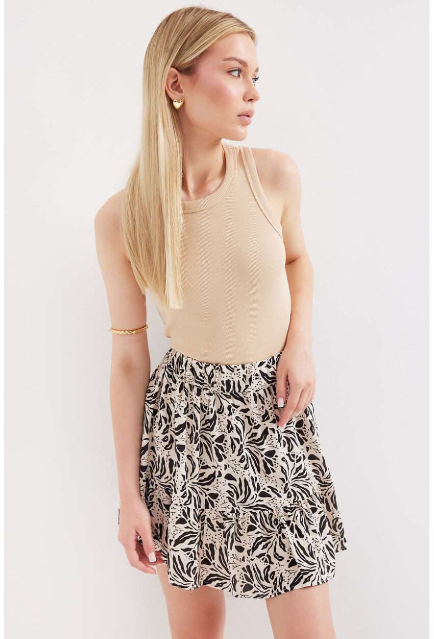 1884 Patterned Viscose Mini Skirt