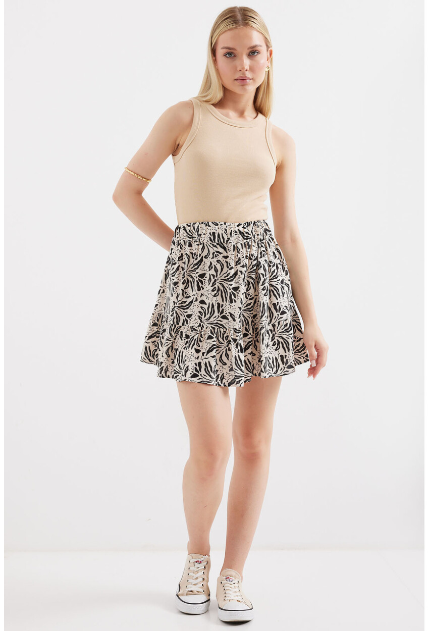 1884 Patterned Viscose Mini Skirt