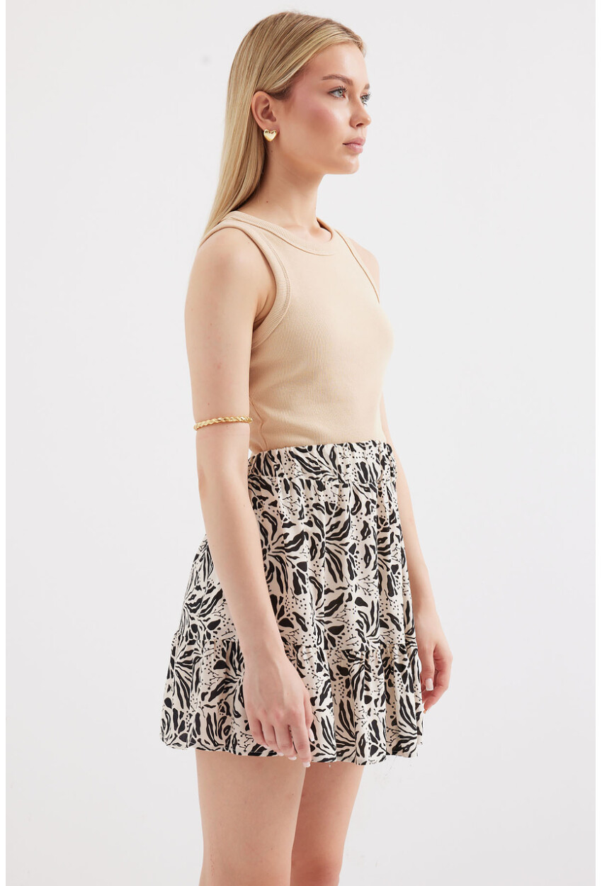 1884 Patterned Viscose Mini Skirt