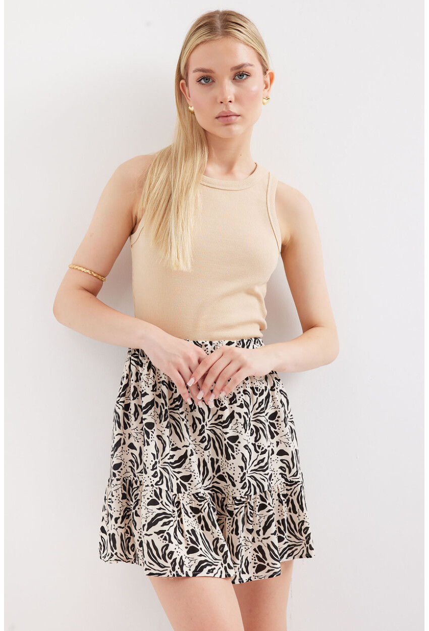 1884 Patterned Viscose Mini Skirt