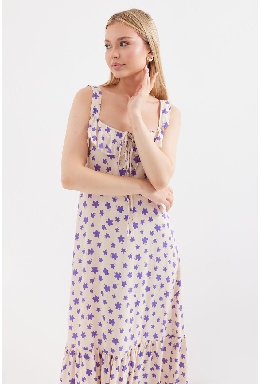 2237 Strappy Patterned Viscose Dress