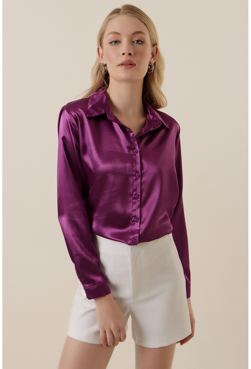 3964 Light Draped Satin Shirt