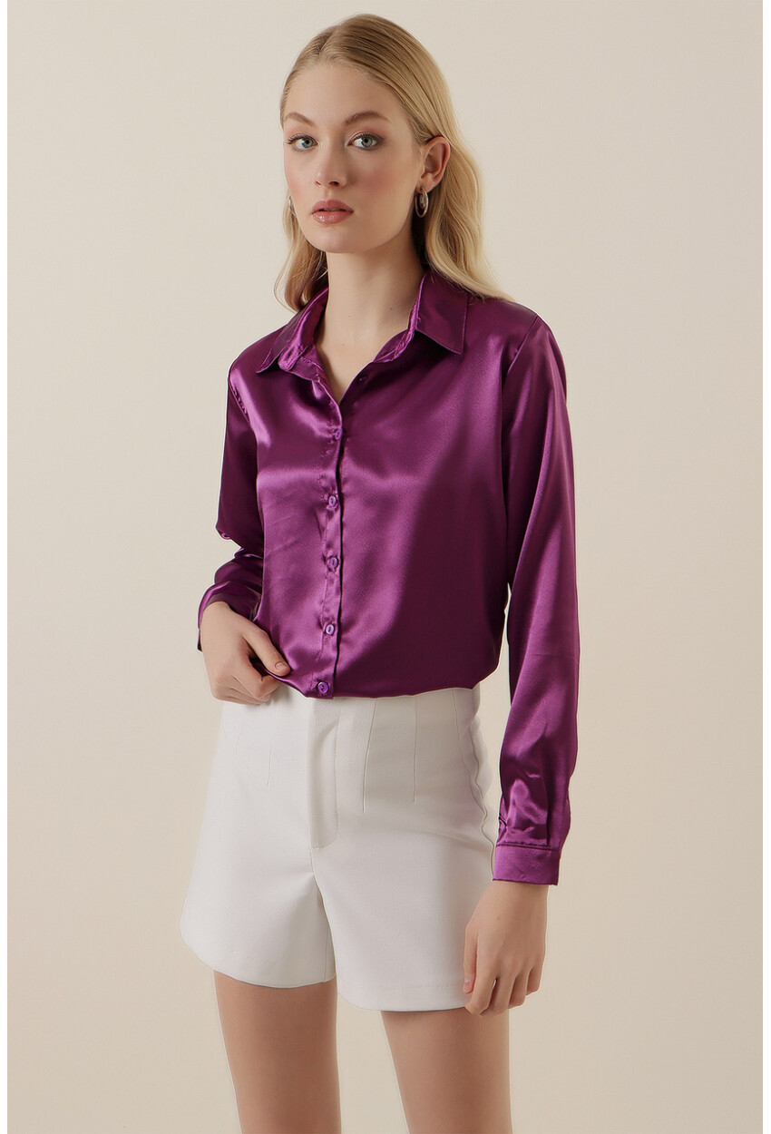 3964 Light Draped Satin Shirt