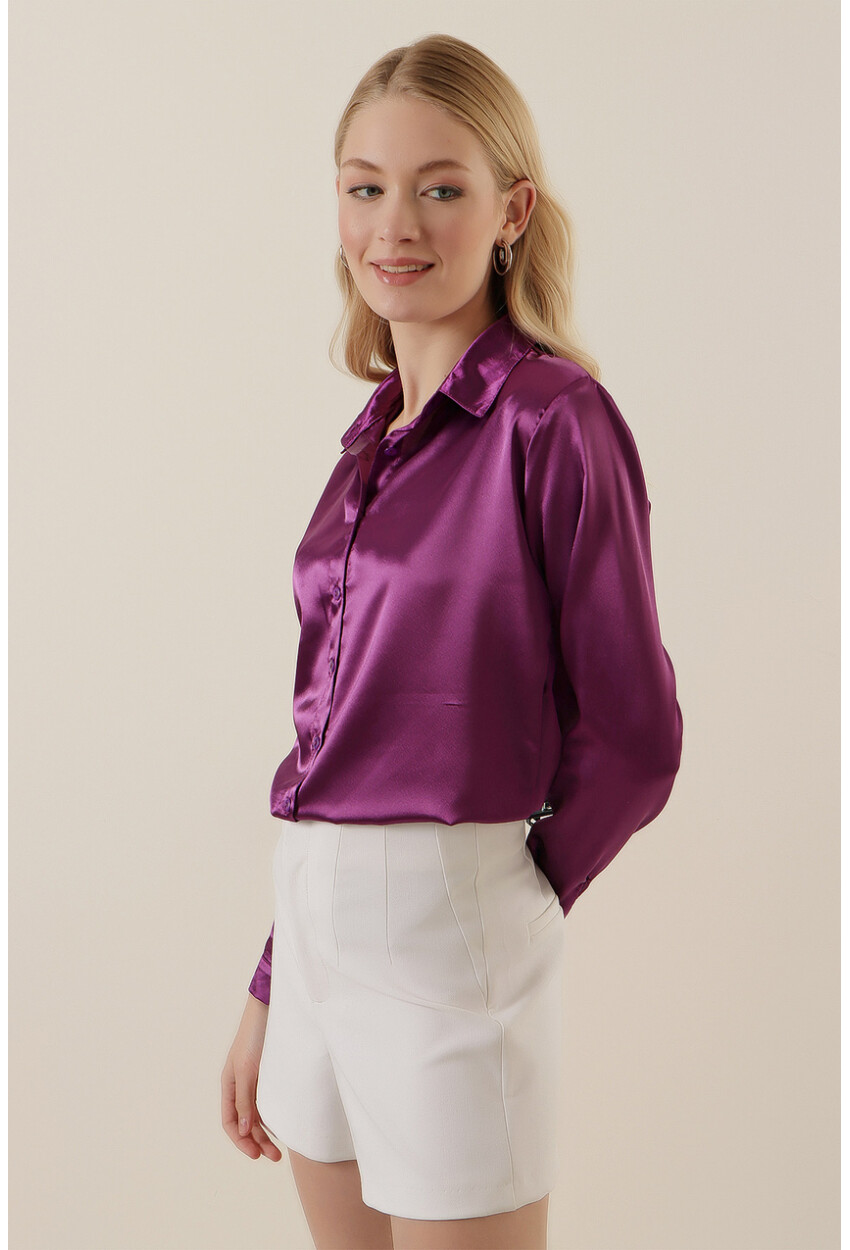 3964 Light Draped Satin Shirt