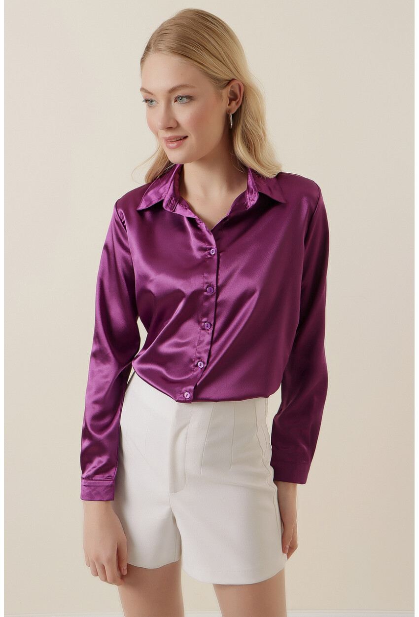 3964 Light Draped Satin Shirt