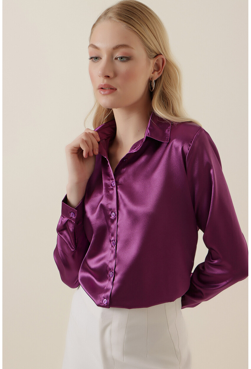 3964 Light Draped Satin Shirt