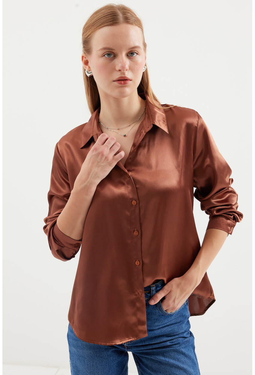 3964 Light Draped Satin Shirt