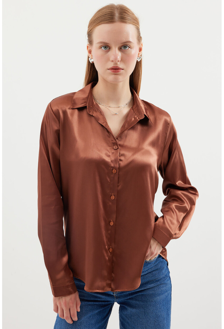 3964 Light Draped Satin Shirt