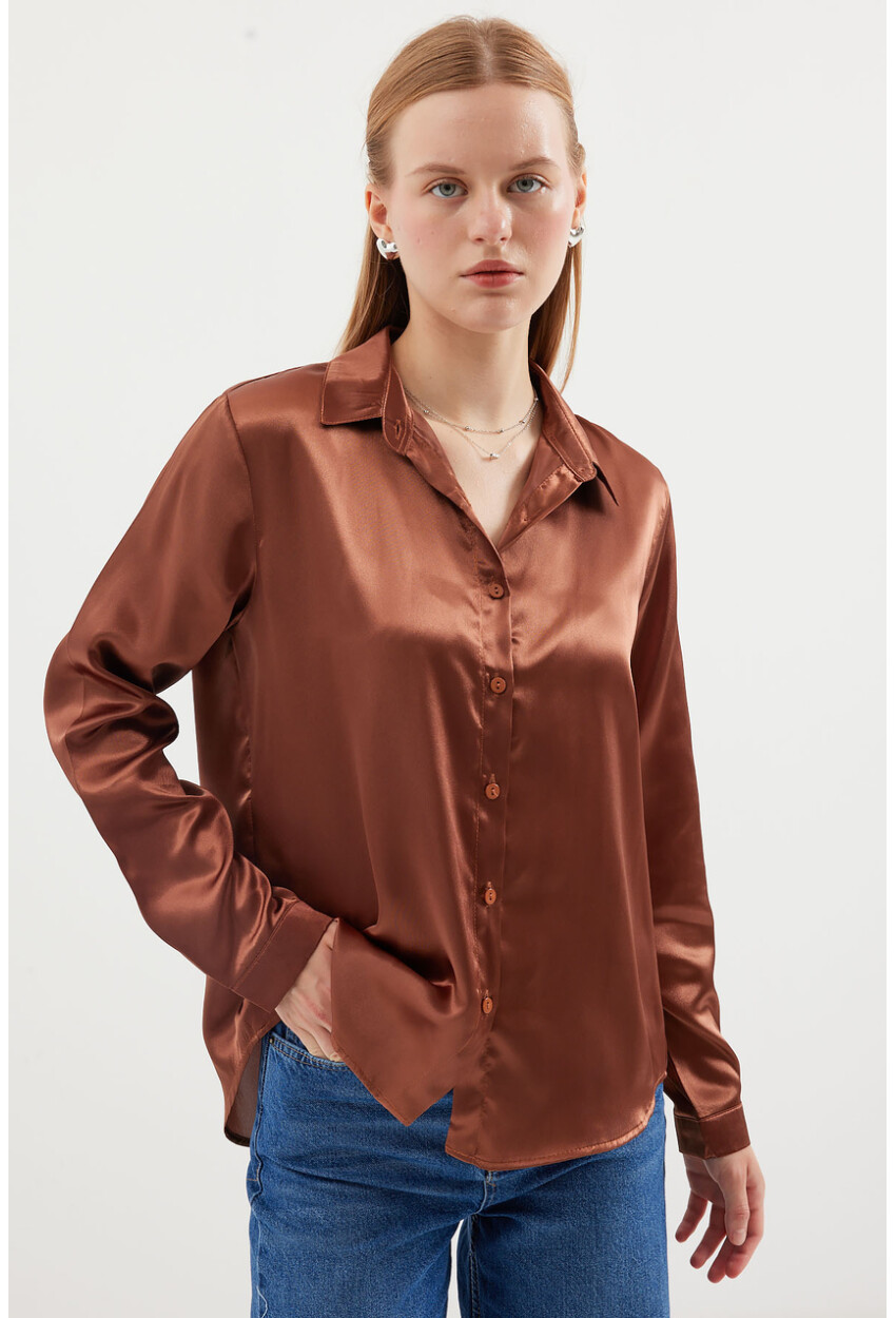 3964 Light Draped Satin Shirt