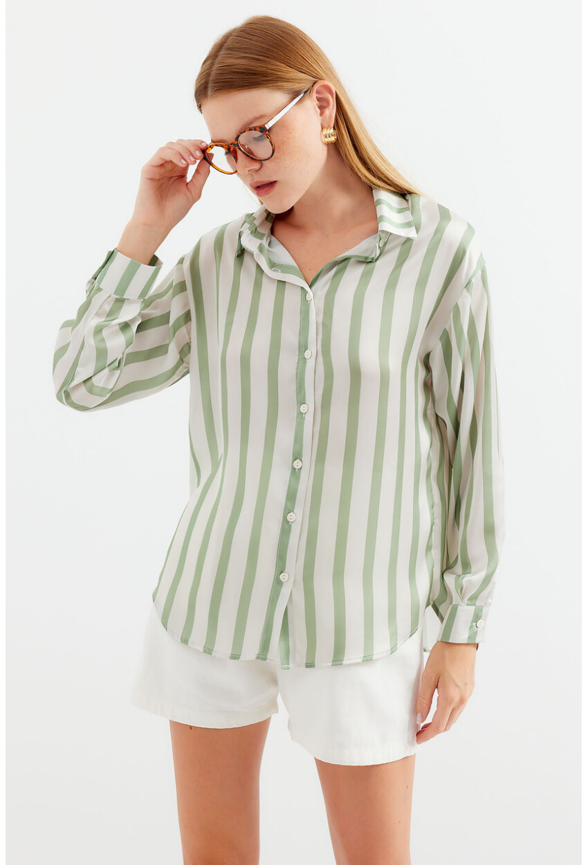 3964 Light Draped Satin Shirt