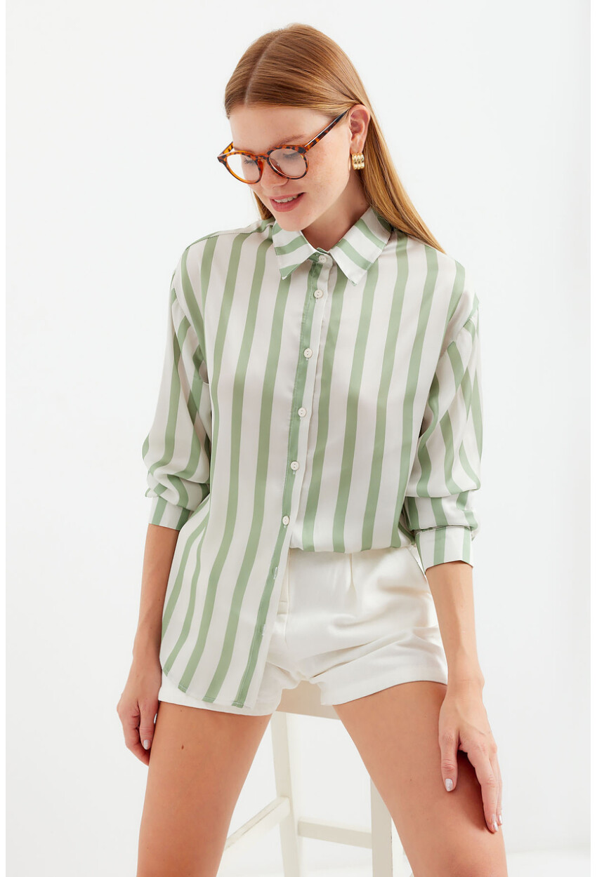 3964 Light Draped Satin Shirt