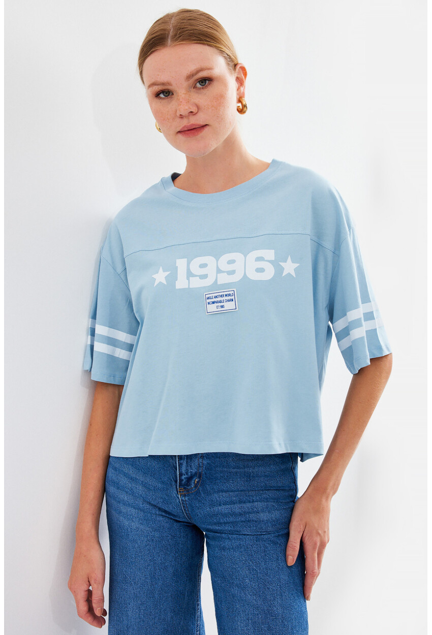 4322 Printed Oversized Basic T-Shirt