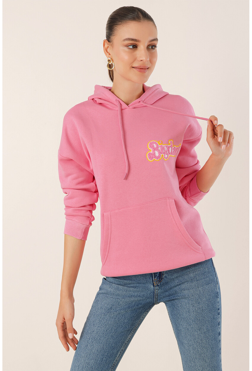 55424 Nakışlı Oversize Sweatshirt